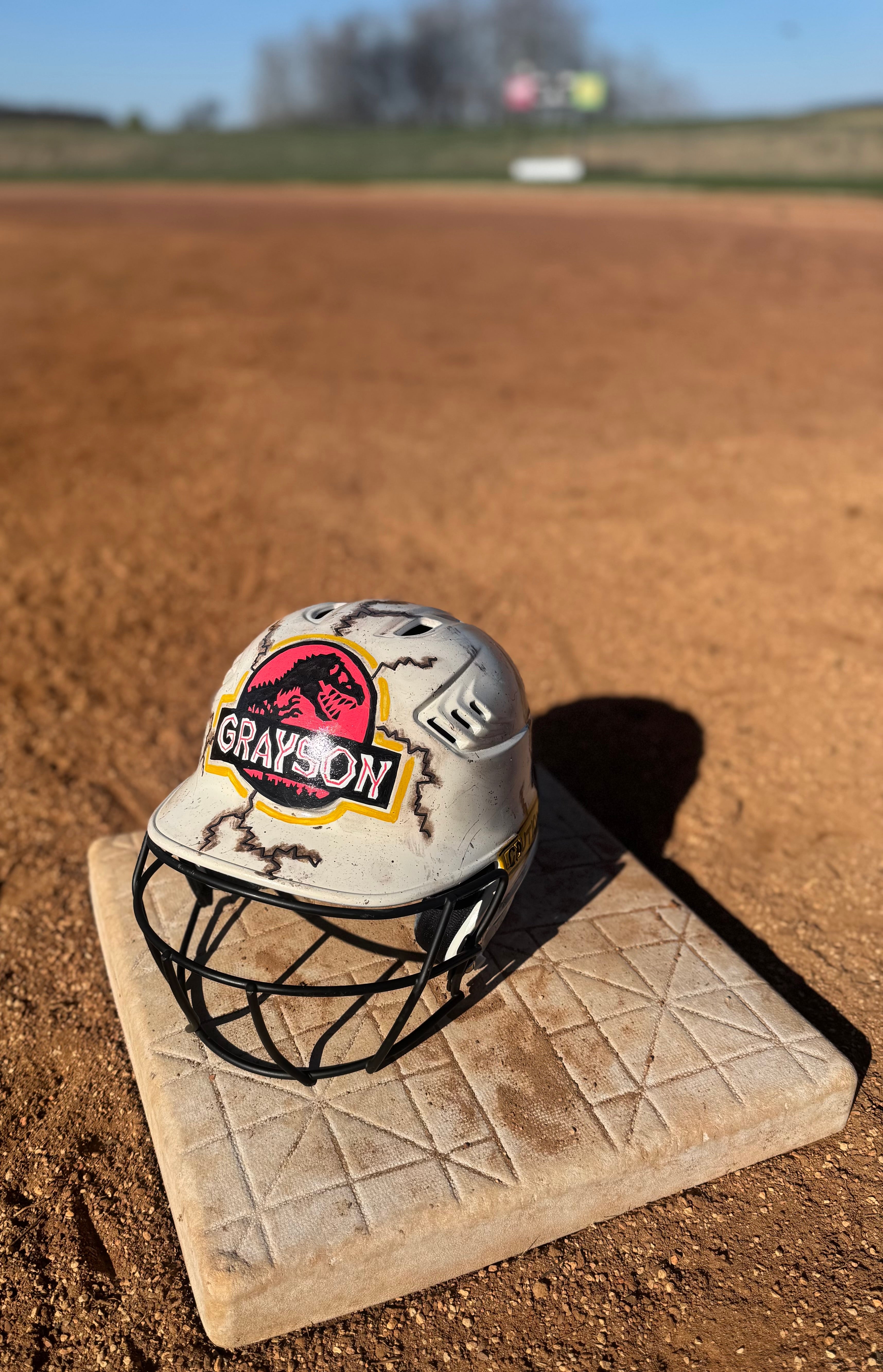 Custom Baseball/Softball Helmet -Cracked Dino Egg-