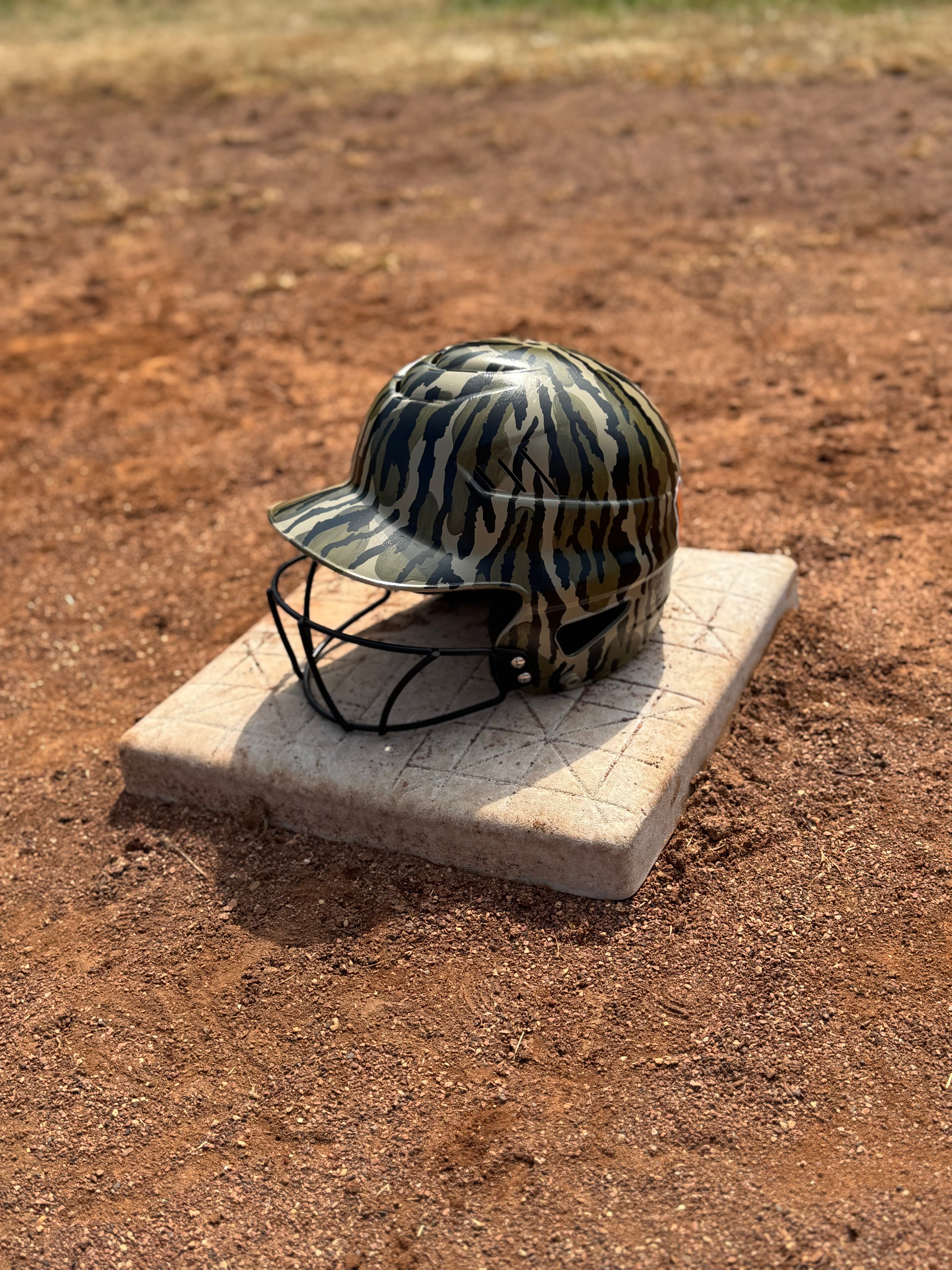 Custom Baseball/Softball Helmet -Hand Painted Bottomland Camo-