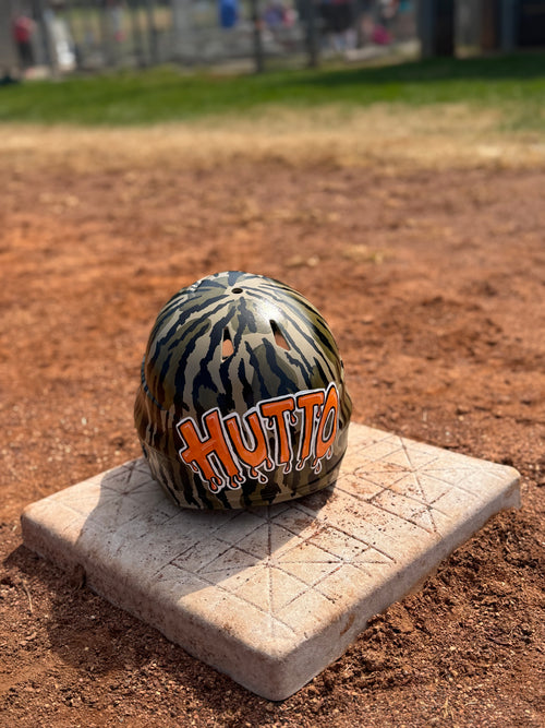 Custom Baseball/Softball Helmet -Hand Painted Bottomland Camo-